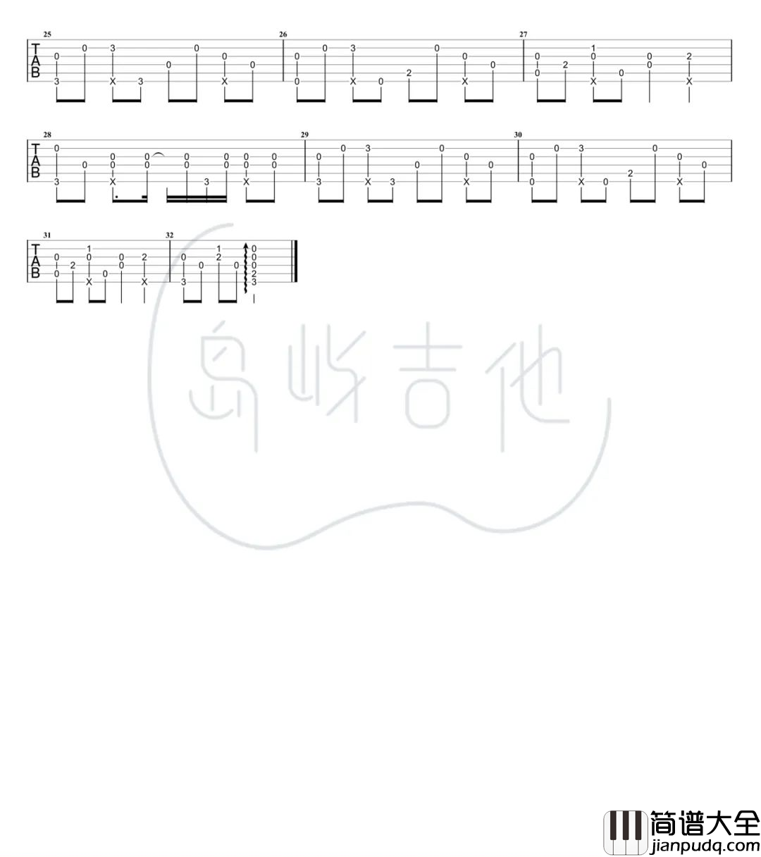 稻香指弹谱_周杰伦_吉他指弹示范教学