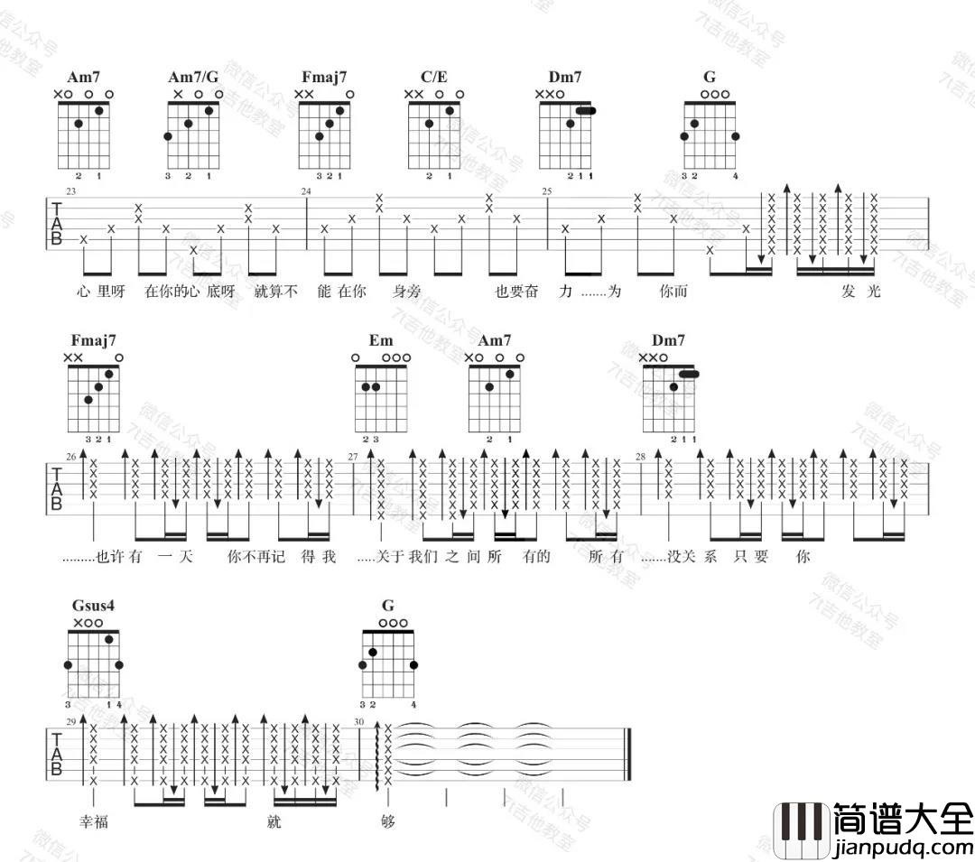 女生版_太阳_吉他谱_简单版_邱振哲