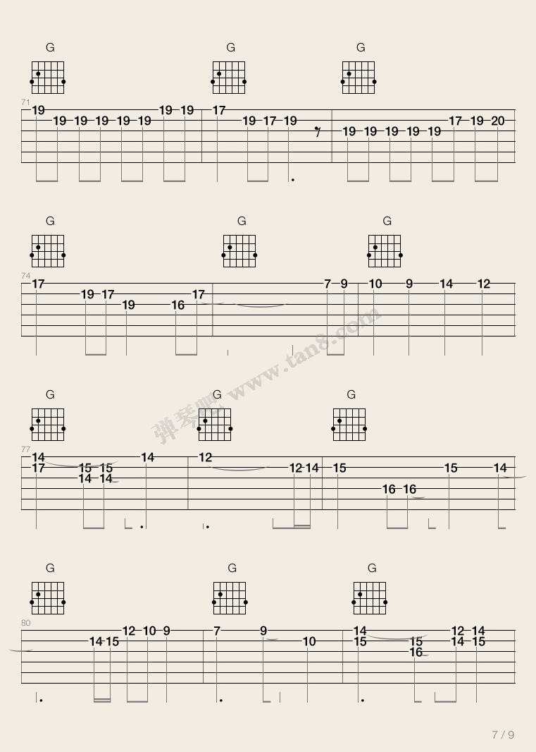 野孩子吉他谱_D调_弹琴吧编配_杨千嬅