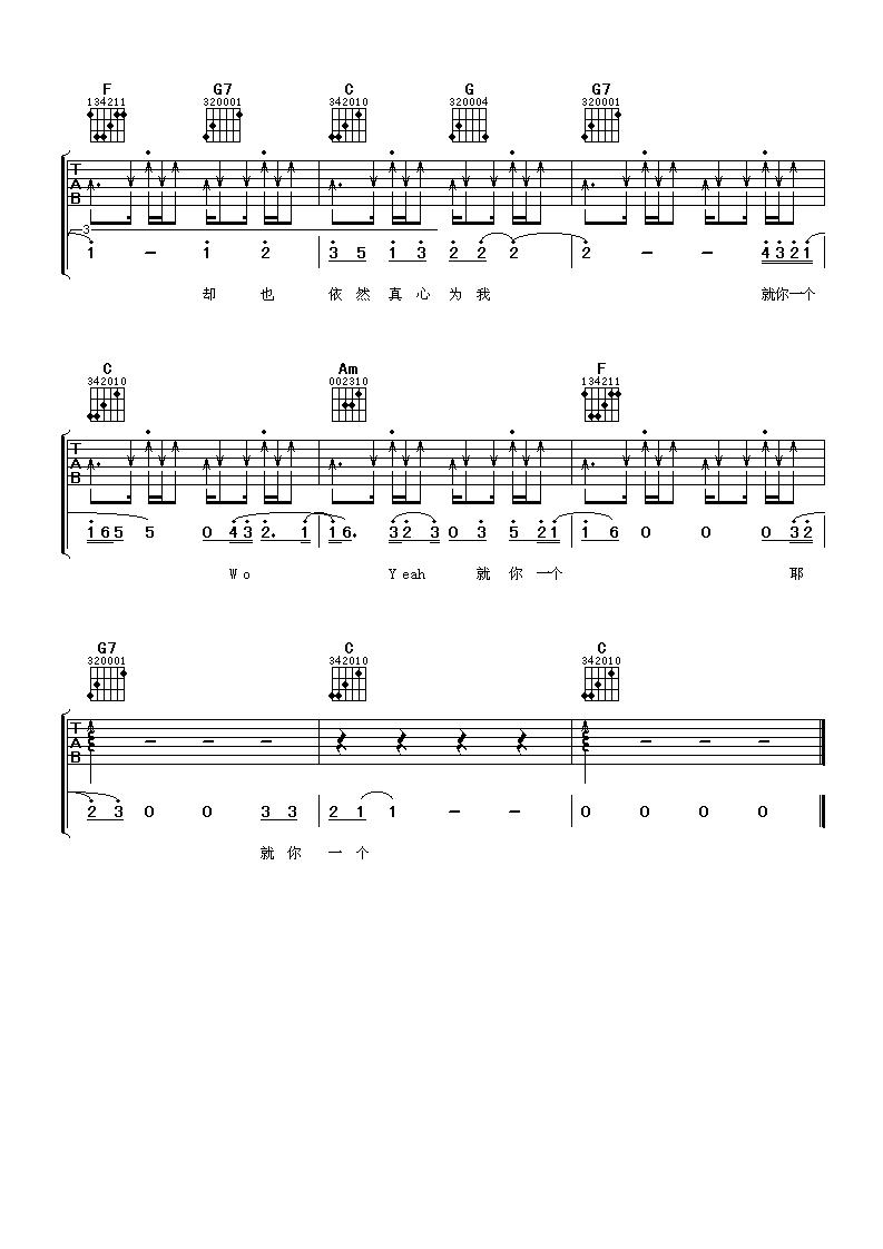 兄弟吉他谱_C调_阿潘音乐工场编配_刘德华