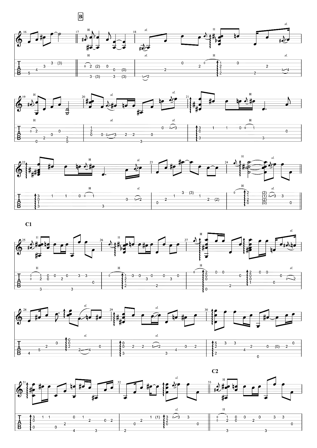 _刻在我心底的名字_指弹谱_卢广仲_吉他独奏六线谱