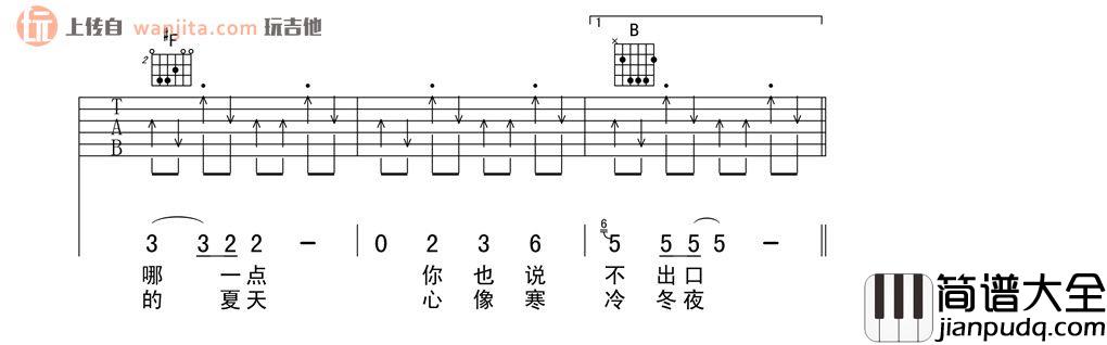 爱之初体验吉他谱_张震岳_G调原版六线谱_吉他弹唱谱