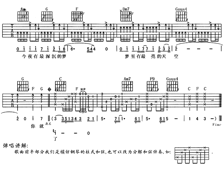 你就像个小孩吉他谱_C调六线谱_附前奏_阿杜