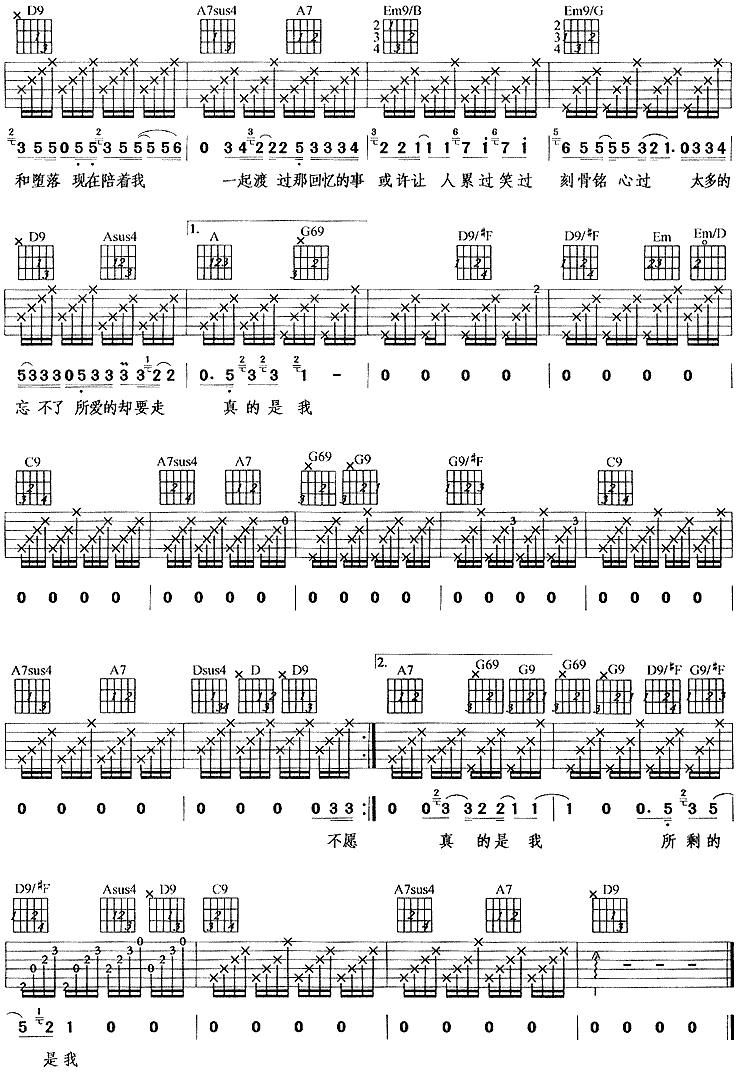 真的是我吉他谱_D调_虫虫吉他编配_齐秦