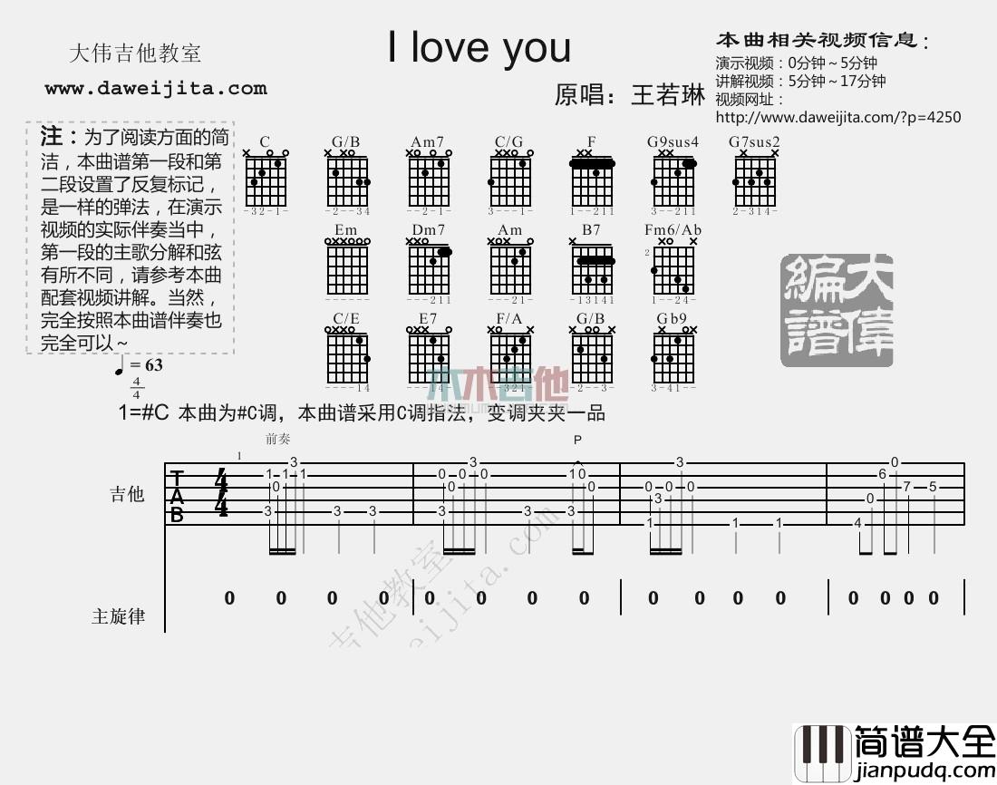 I_Love_You(吉他谱)_王若琳
