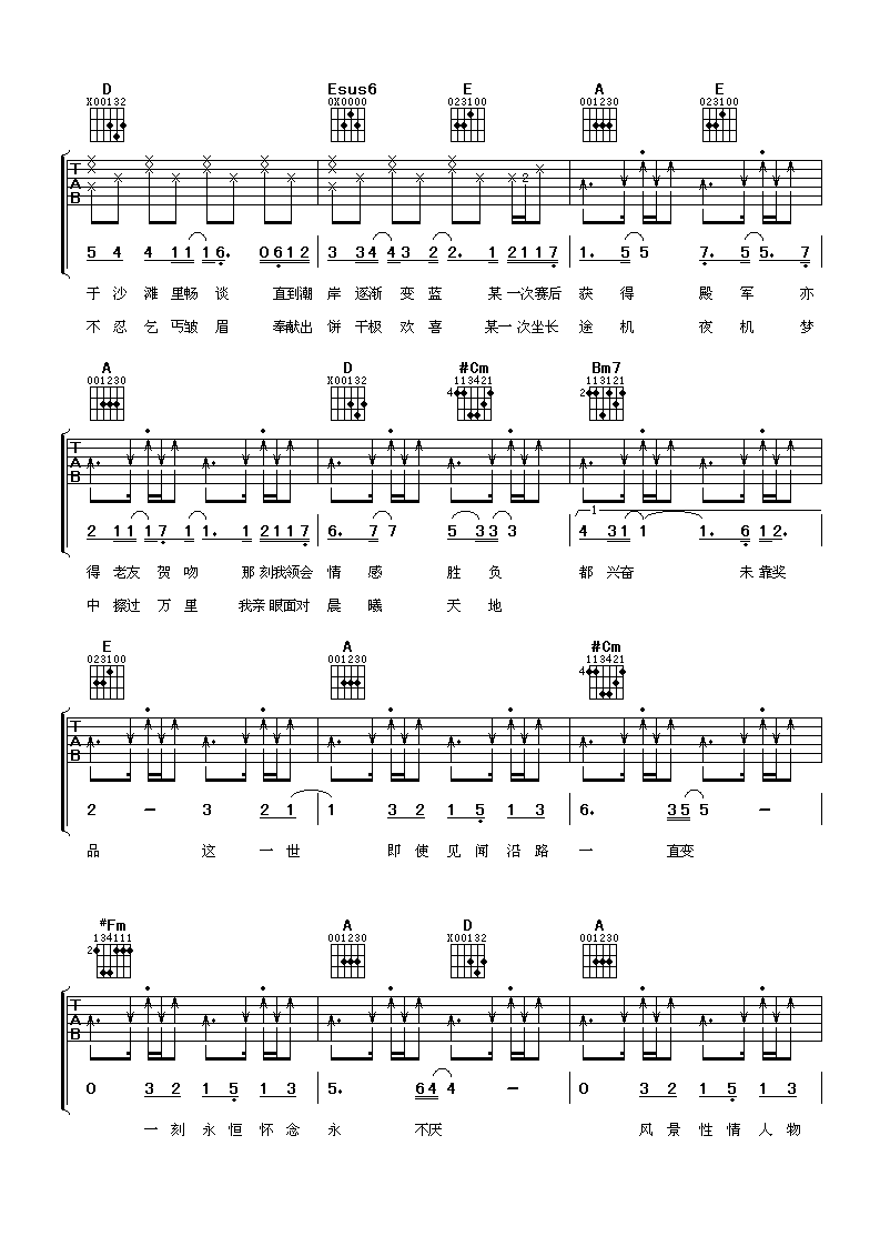 一刻永恒吉他谱_A调_阿潘音乐工厂编配_古巨基