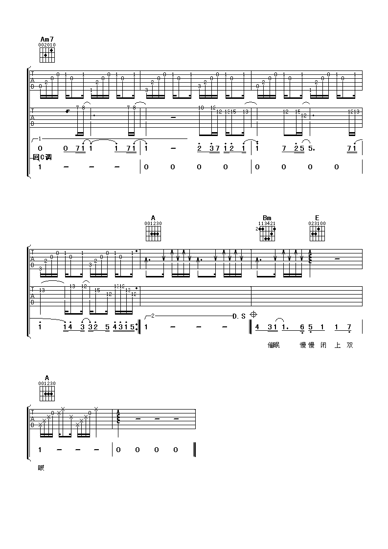 自我催眠吉他谱_C调简单版_阿潘音乐工场编配_罗志祥