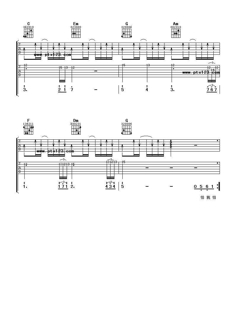 下辈子不做男人吉他谱_C调简单版_阿潘音乐工场编配_易欣