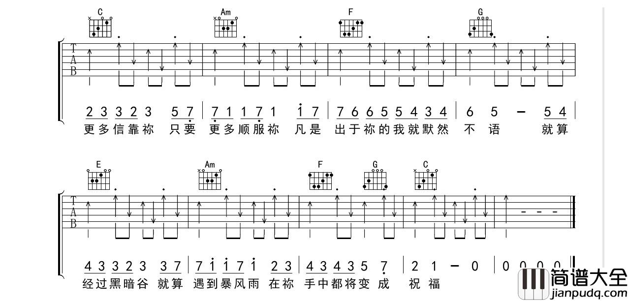 脚步吉他谱_C调附前奏_彼岸吉他编配_盛晓玫