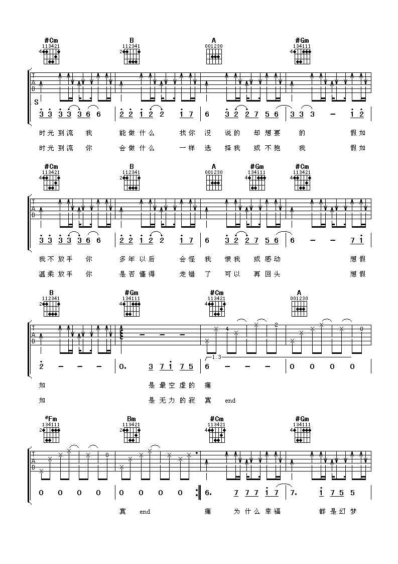 假如吉他谱_E调六线谱_阿潘音乐工厂编配_信乐团