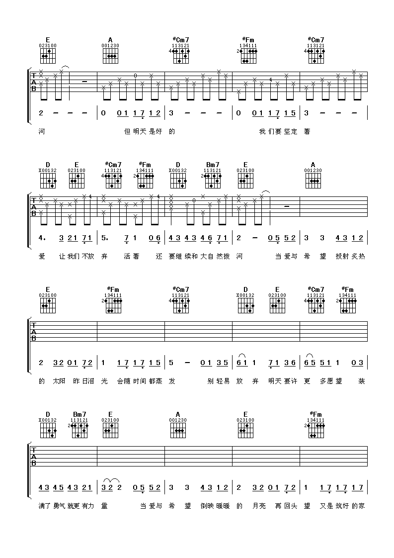 爱与希望吉他谱_A调六线谱_阿潘音乐工场编配_林俊杰