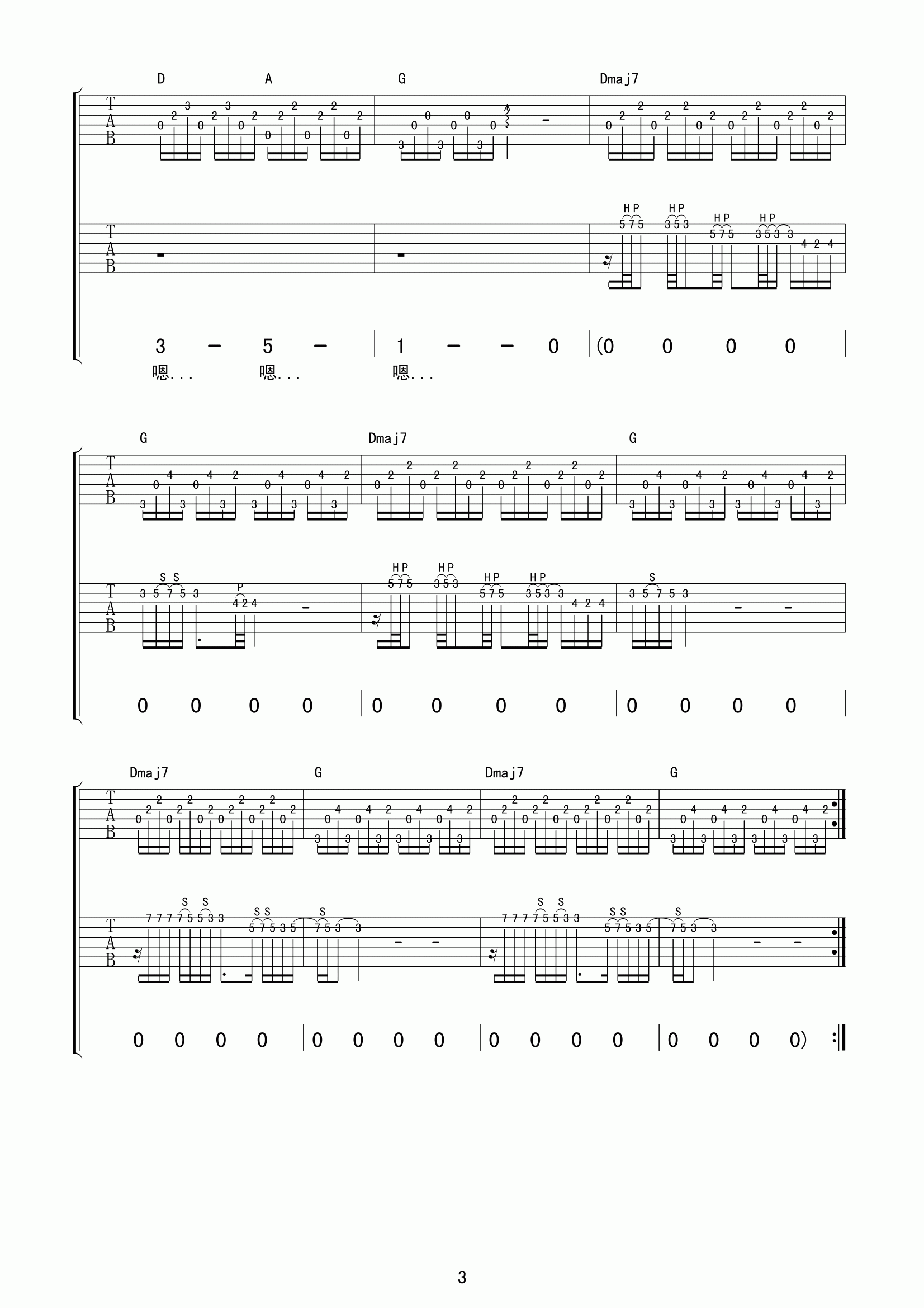 错觉吉他谱_D调六线谱_附前奏_宋捷