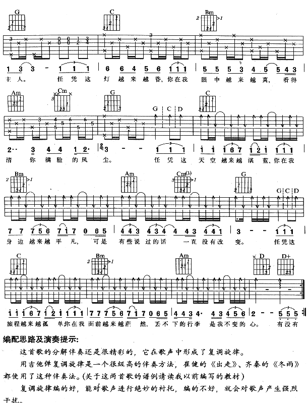 来自我心吉他谱_G调附前奏_刘传编配_老狼