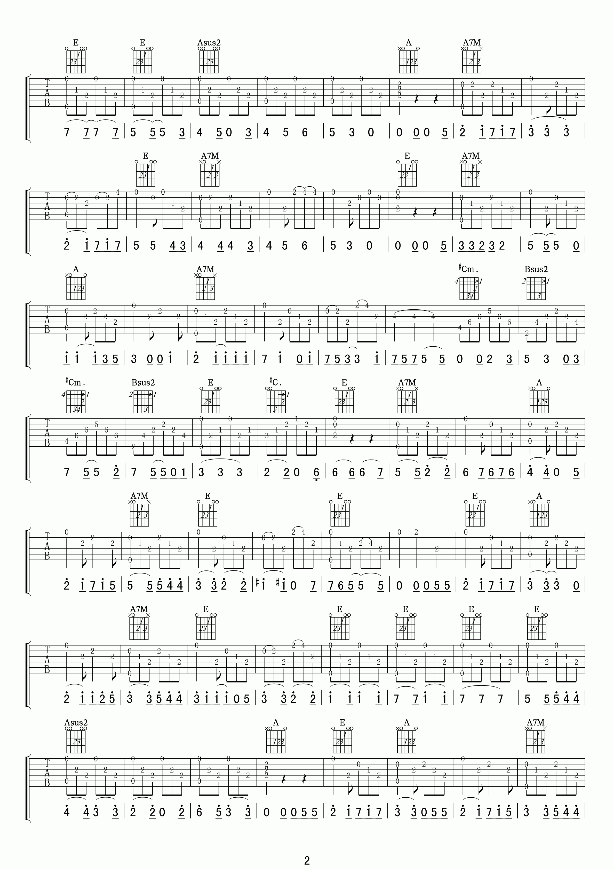 桃子吉他谱_A调精选版_小叶歌吉他编配_IU