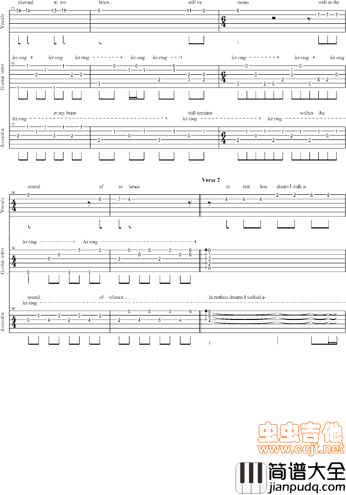 寂静之声|The_Sounds_Of_Silence|吉他谱|图片谱|高清|保罗|西蒙(Simon_&_Garfunkel)