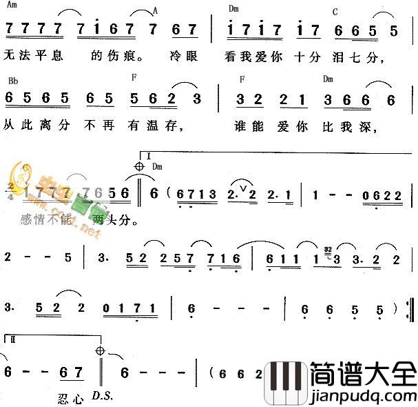 爱你十分泪七分|吉他谱|图片谱|高清|裘海正