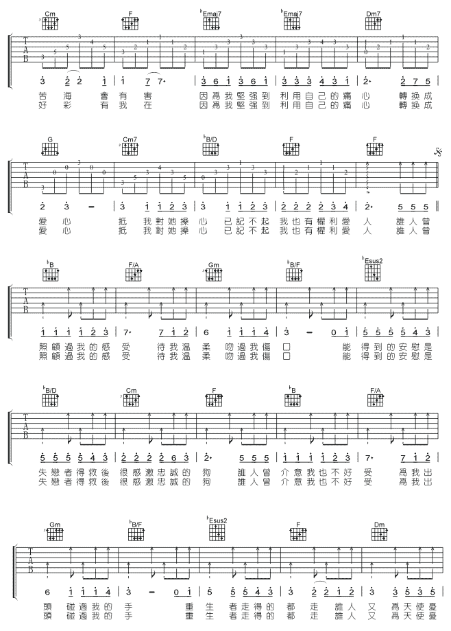 七友|吉他谱|图片谱|高清|梁汉文
