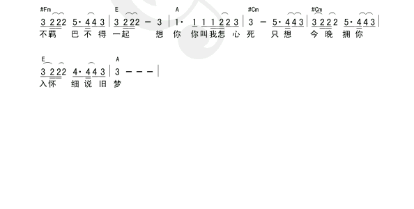 想你（和弦图谱）|吉他谱|图片谱|高清|BEYOND