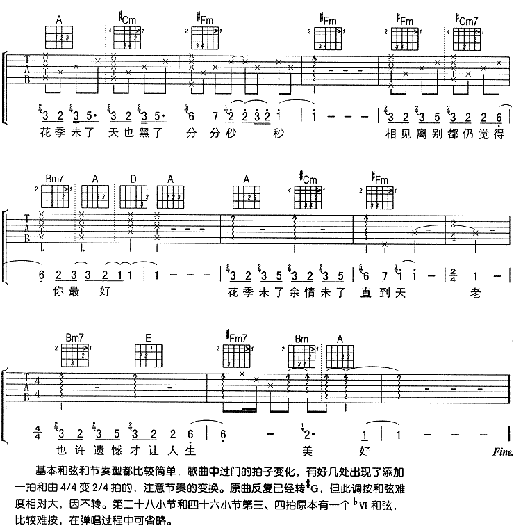 花季未了_刘若英_图片谱标准版_吉他谱_刘若英_吉他图片谱_高清