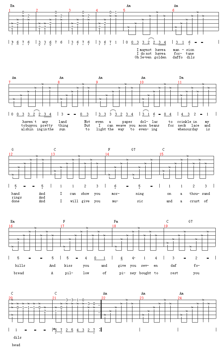 Seven_Daffodils|吉他谱|图片谱|高清|欧美经典