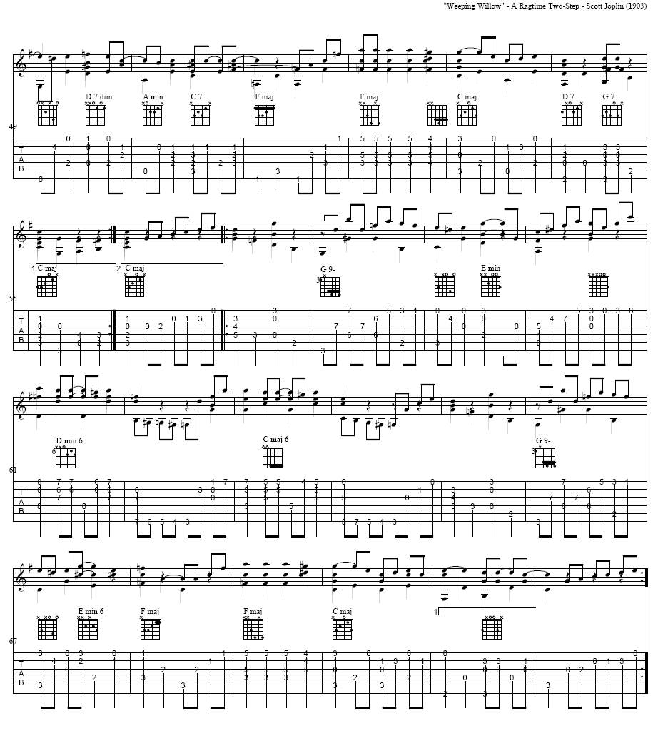 Weeping_Willow|吉他谱|图片谱|高清|S·乔普林（S·JOPLIN）