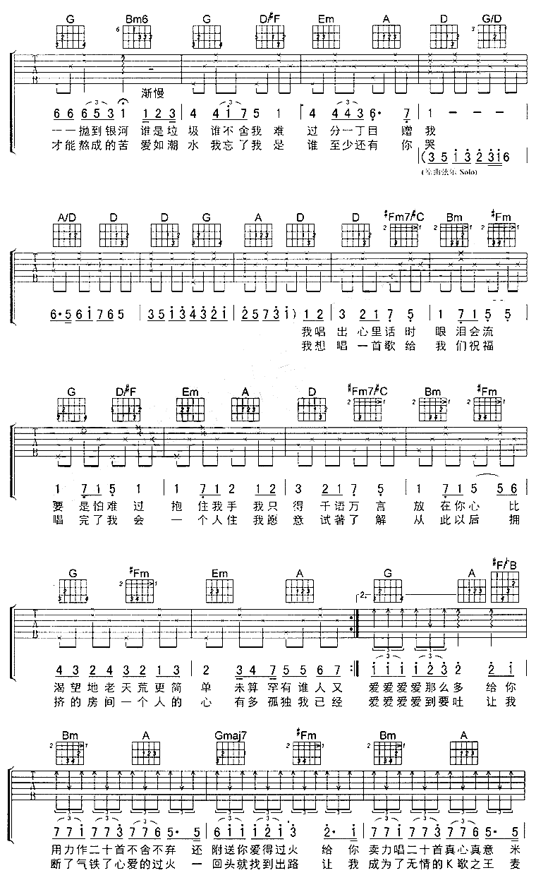 K歌之王|吉他谱|图片谱|高清|陈奕迅