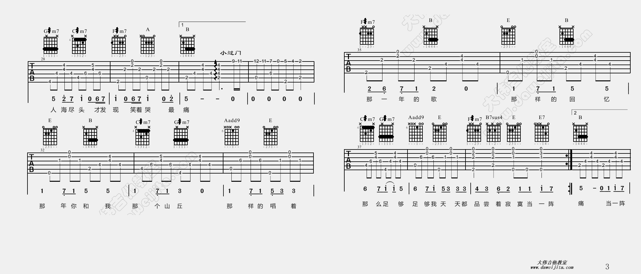 五月天_知足_吉他谱(E调)_Guitar_Music_Score