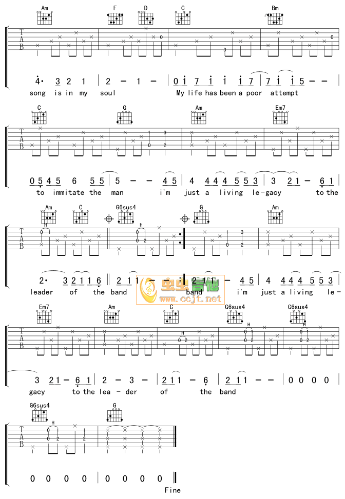 Leader_Of_The_Band|吉他谱|图片谱|高清|欧美经典