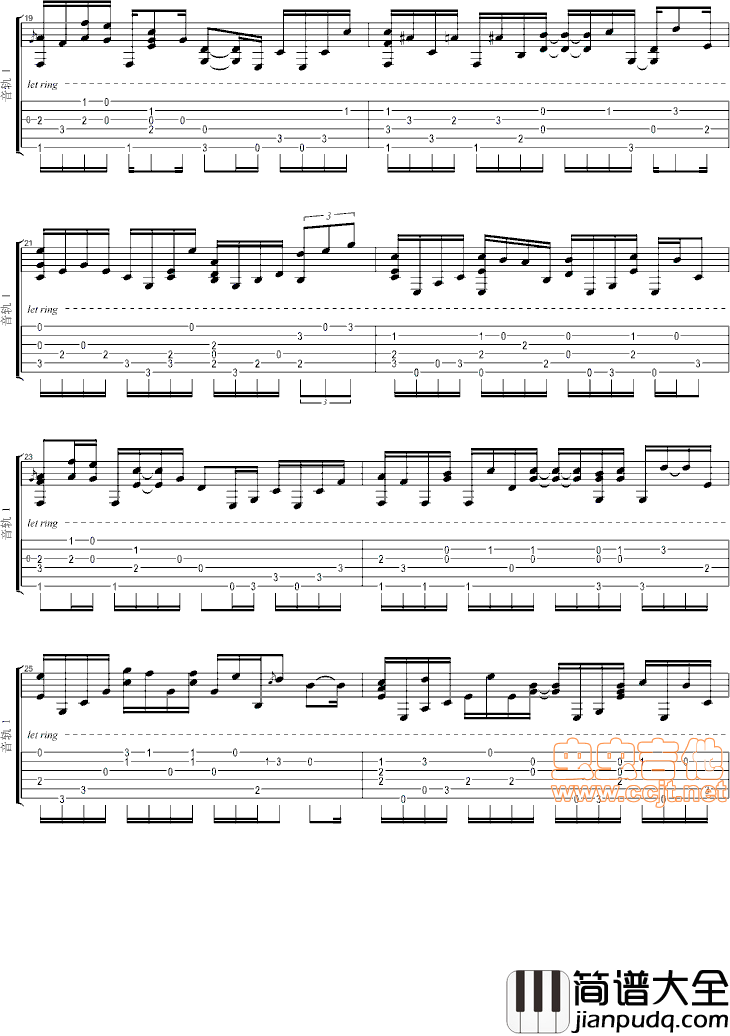 卡农变奏曲（注意是变奏）|吉他谱|图片谱|高清|帕赫贝尔|Pachelbel