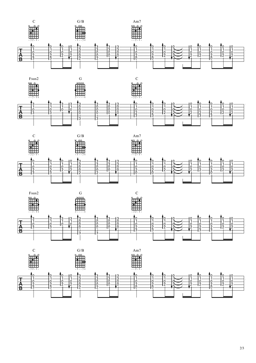 齐秦_张三的歌_吉他谱(C调)_Guitar_Music_Score