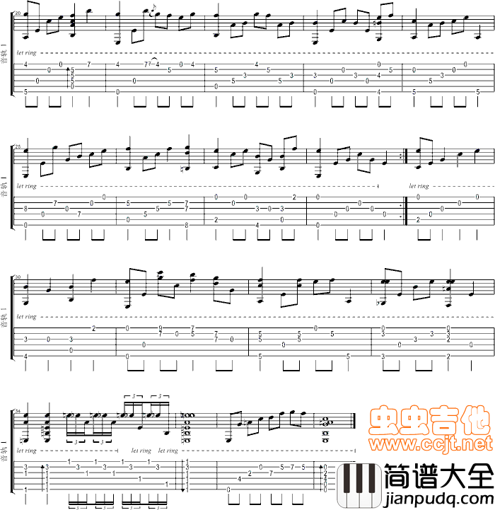 何日君再来|重温旧琴演奏版|吉他谱|图片谱|高清|邓丽君