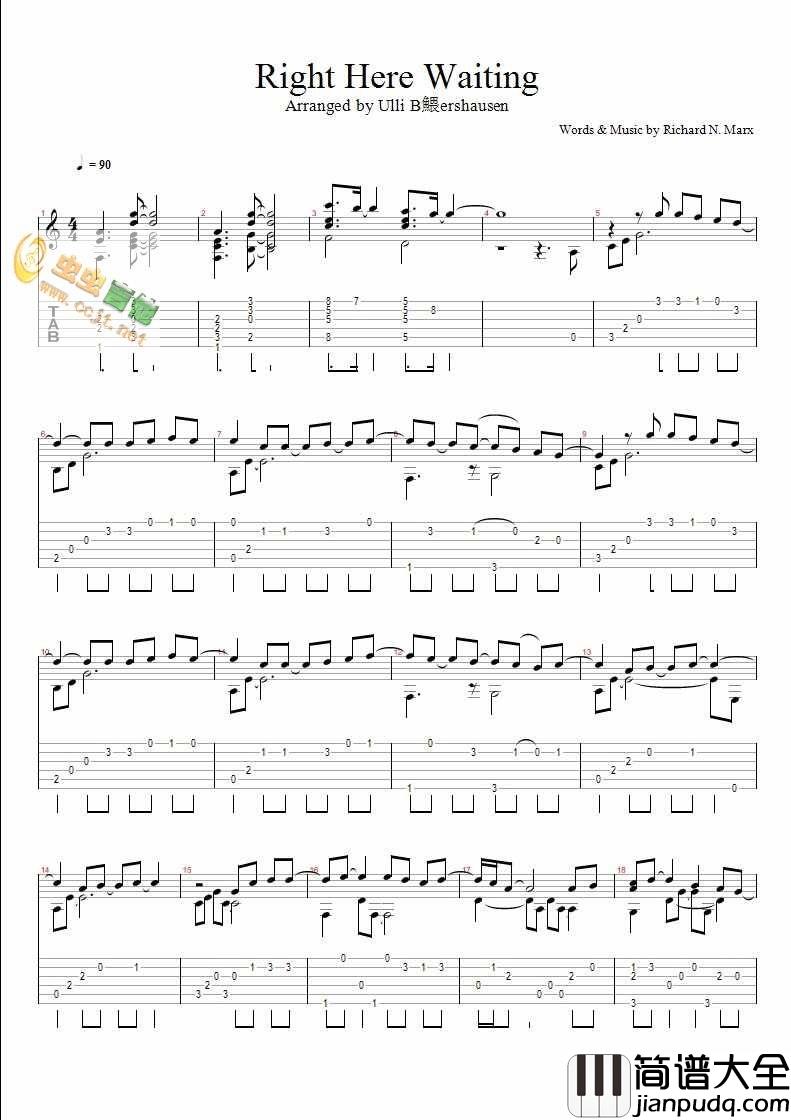 right_here_waiting_独奏_完美版|吉他谱|图片谱|高清|欧美经典