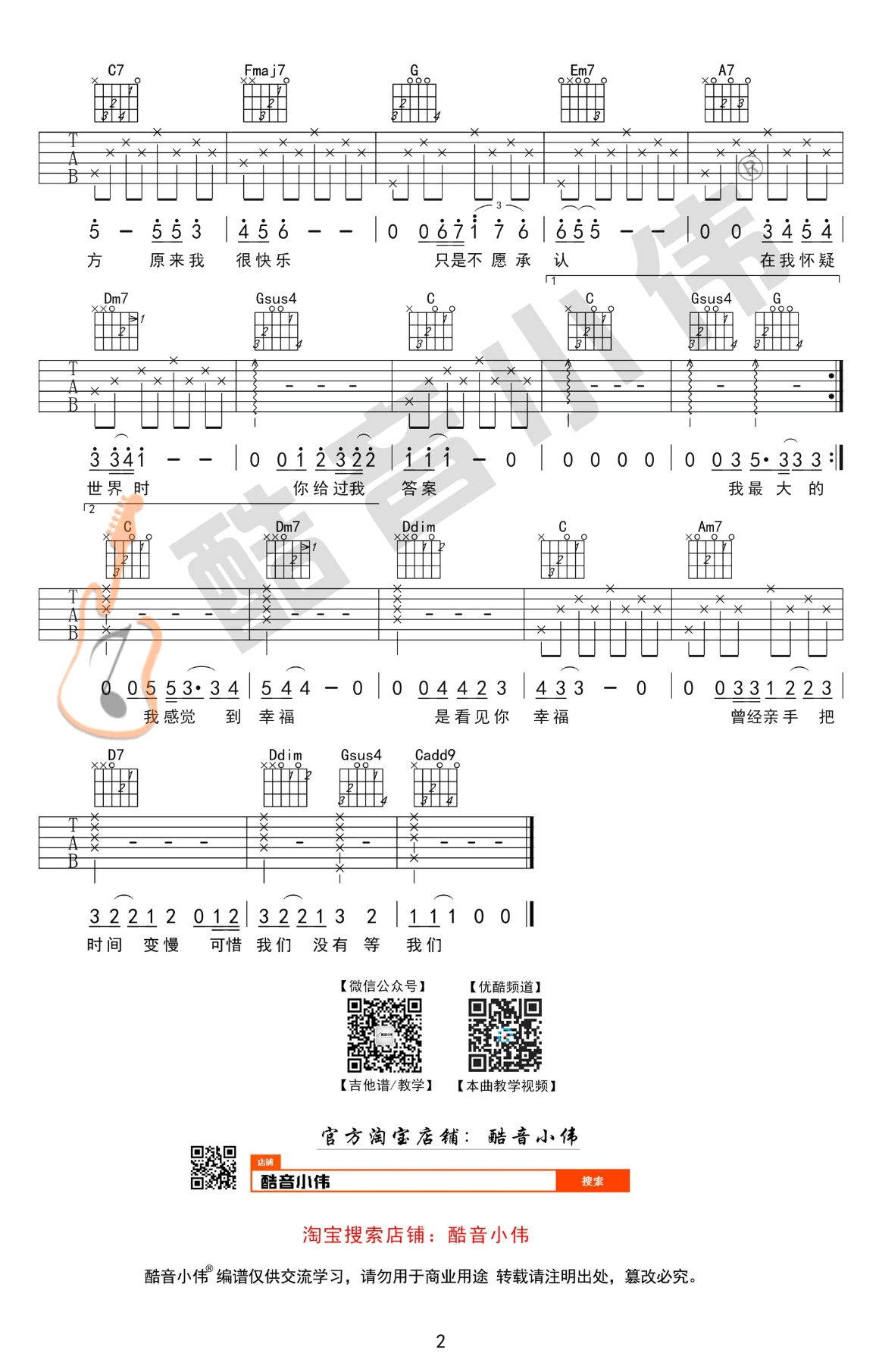 陈奕迅_我们_吉他谱_C调简单版+G调男生版_弹唱教学视频