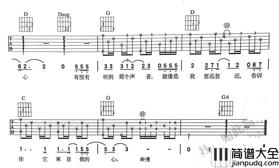来自我心_老狼_图片谱高清版_吉他谱_群星_吉他图片谱_高清