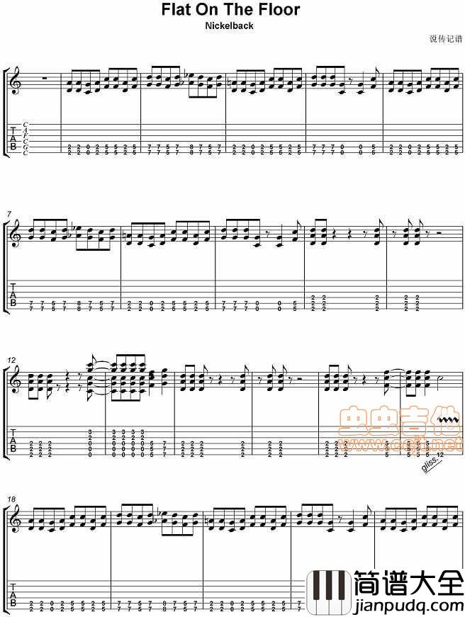 说传记谱|分享|Nickelback|Flat_On_The_Floor|吉他谱|吉他谱|图片谱|高清|nickelback