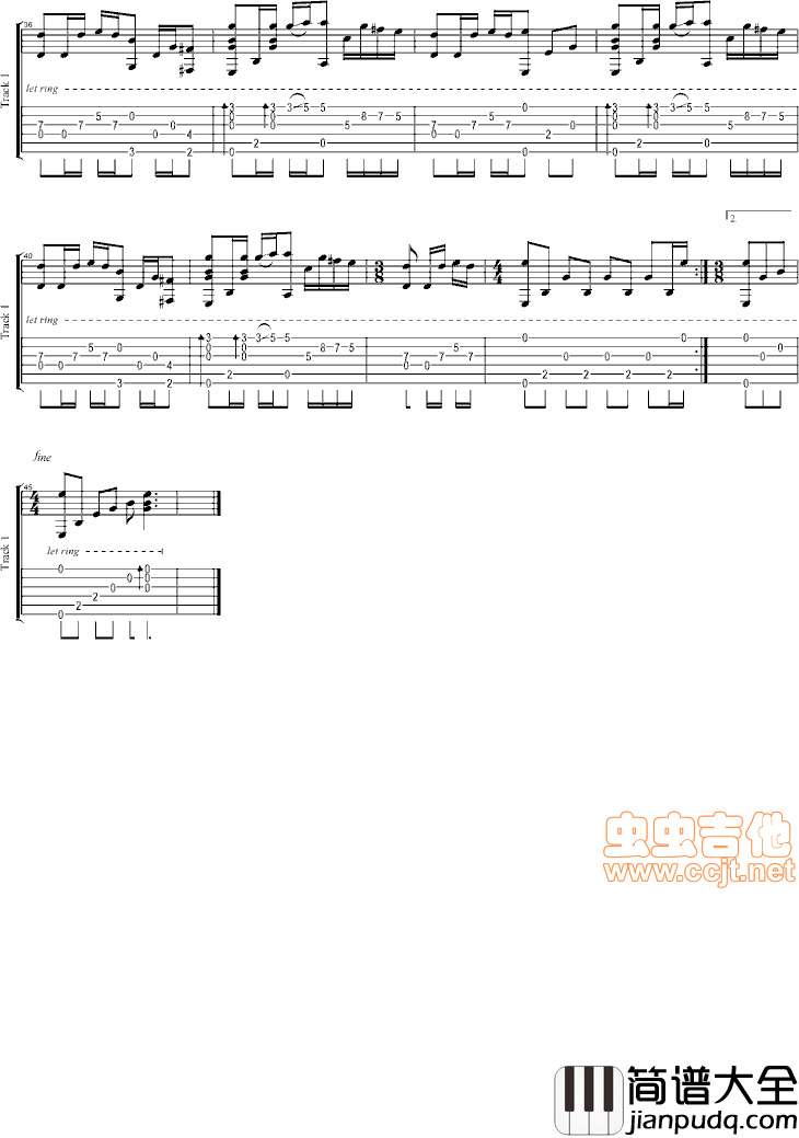 梦中的婚礼|吉他谱|图片谱|高清|克莱德曼