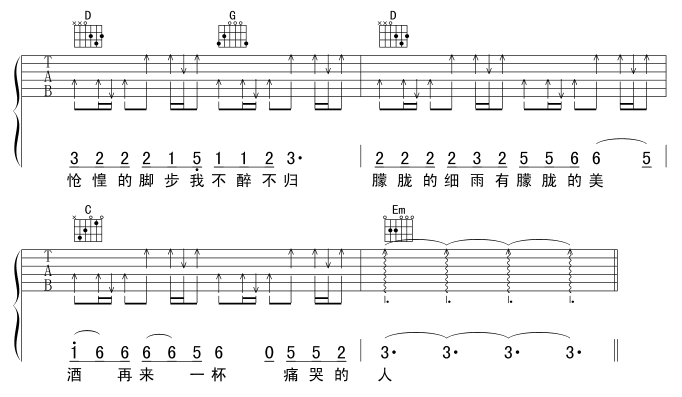 痛哭的人|吉他谱|图片谱|高清|伍佰