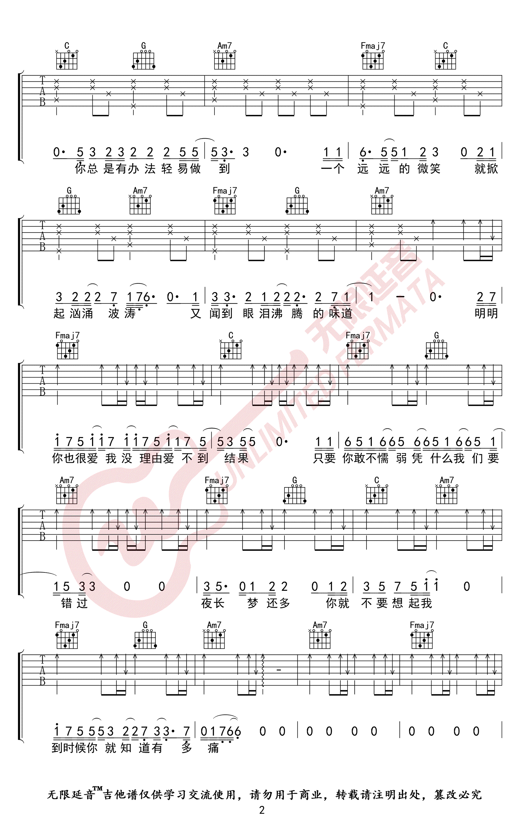 田馥甄_田馥甄你就不要想起我_吉他谱