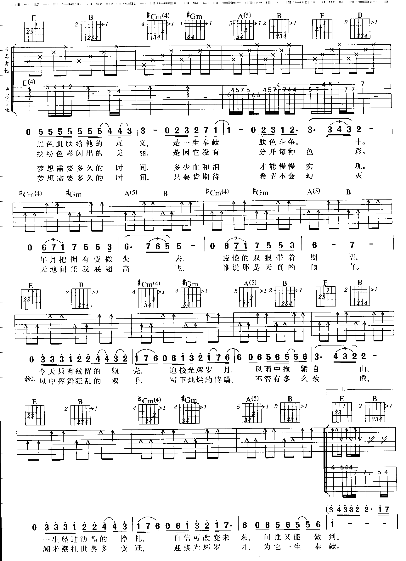 光辉岁月6|吉他谱|图片谱|高清|BEYOND