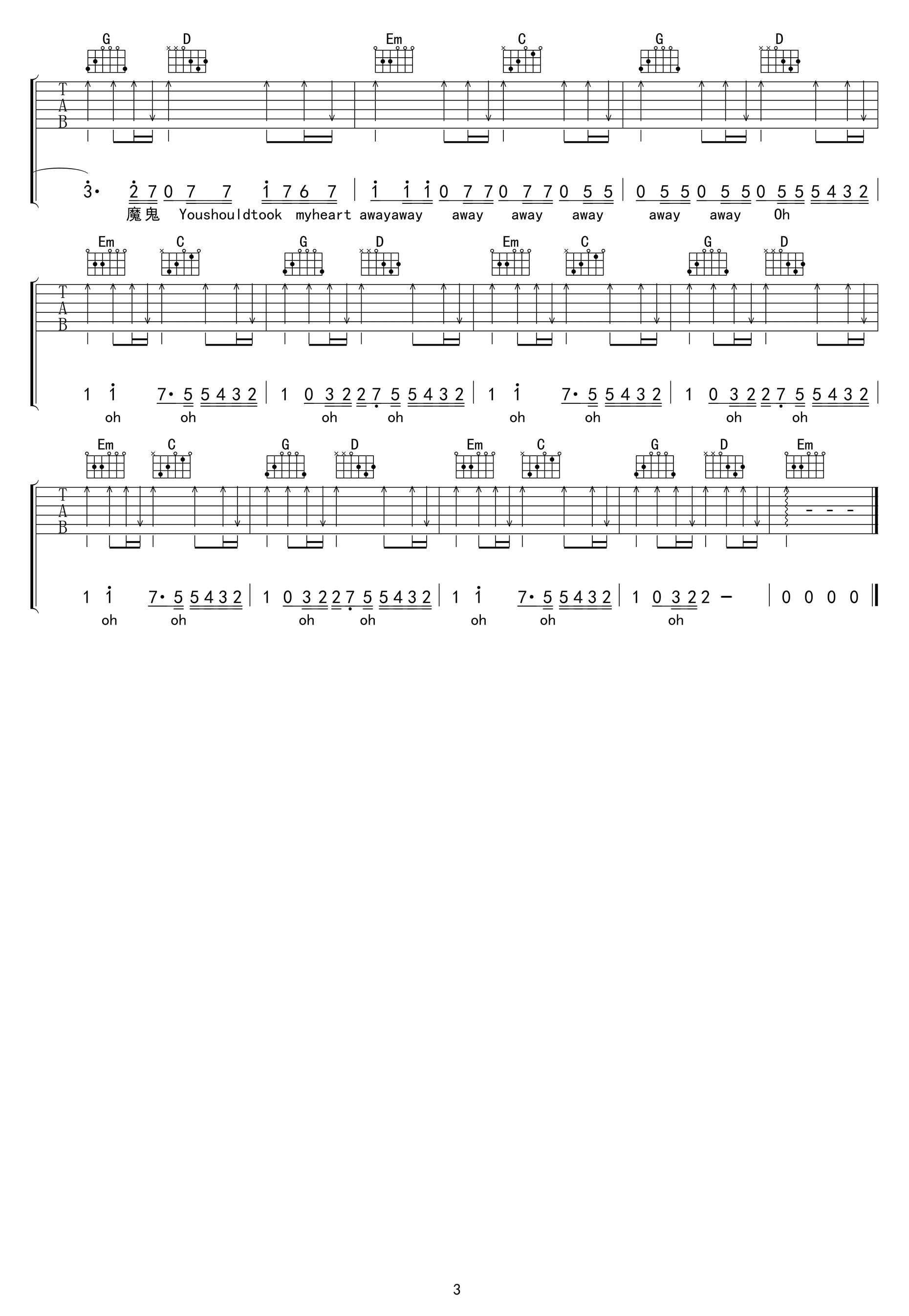 _来自天堂的魔鬼_吉他谱_邓紫棋_G调原版_吉他弹唱六线谱