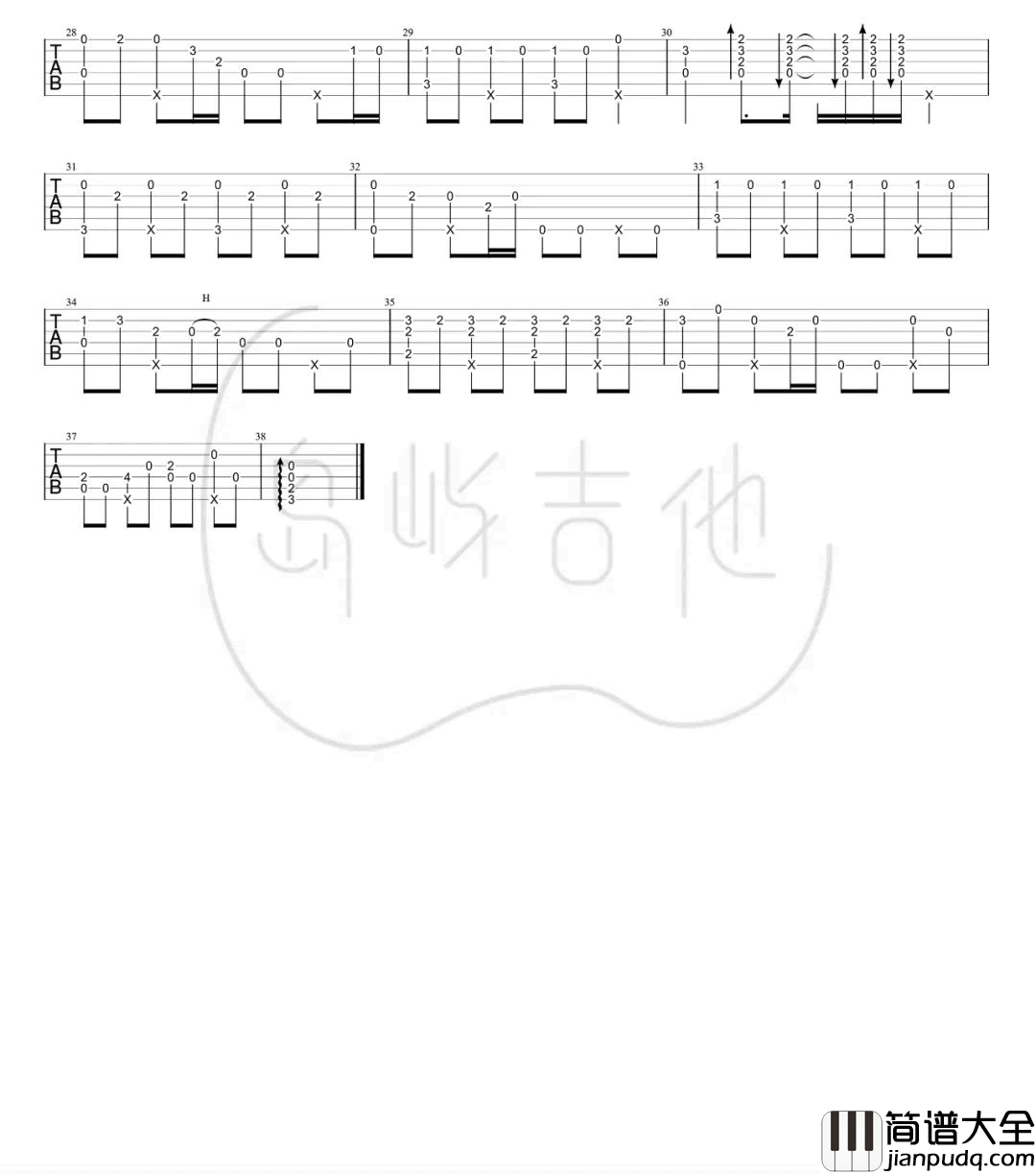 五月天_温柔_吉他谱_独奏六线谱__温柔_指弹演示+教学