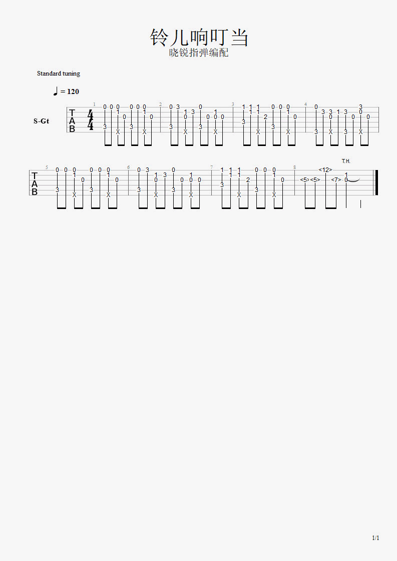 铃儿响叮当指弹谱+祝你圣诞快乐指弹谱_吉他演示视频