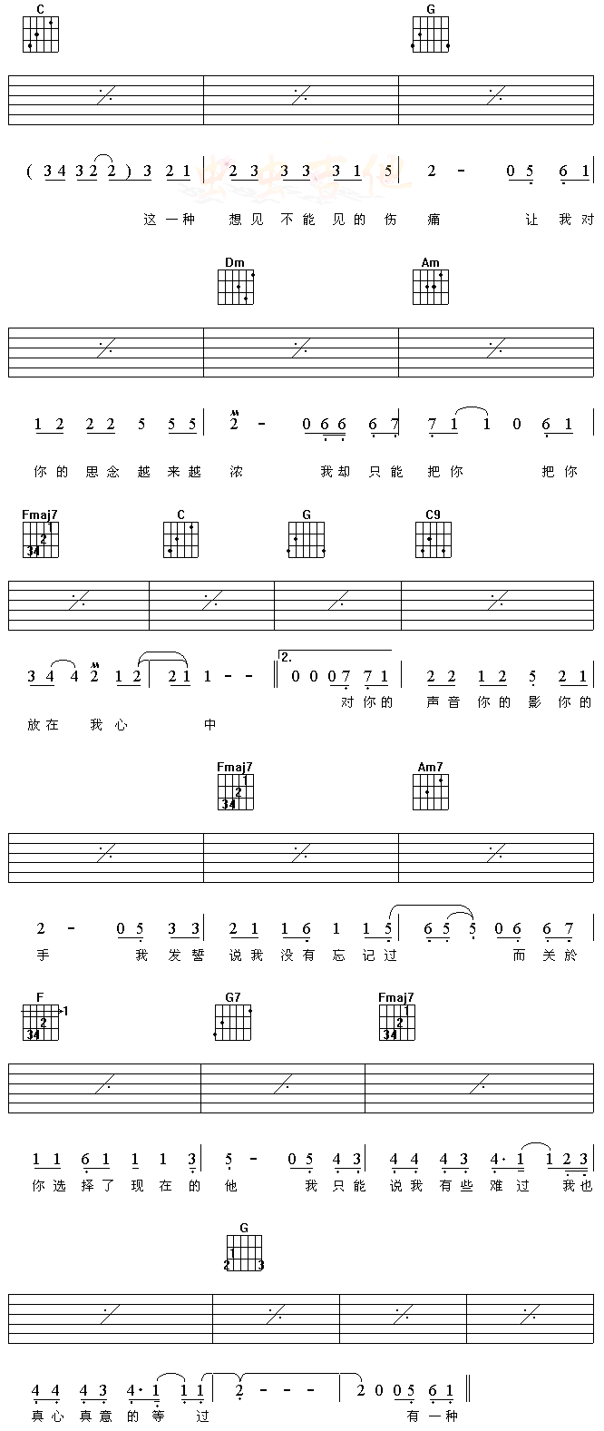 听说爱情回来过|认证谱|吉他谱|图片谱|高清|林忆莲