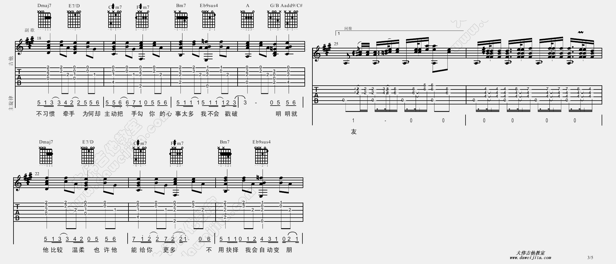 周杰伦_明明就_吉他谱(A调)_Guitar_Music_Score