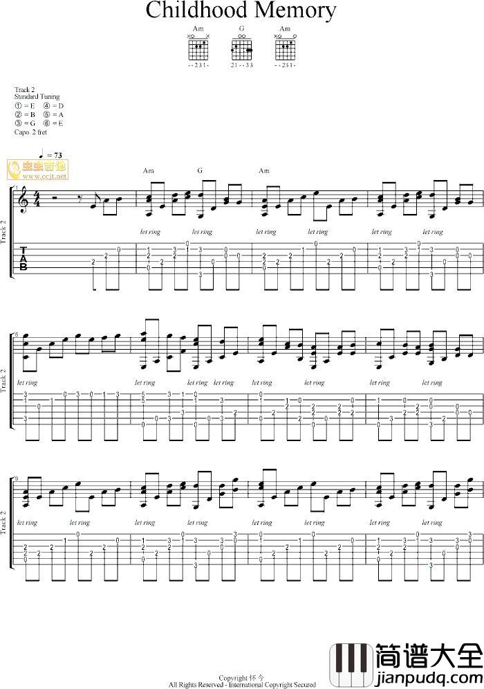 童年|Childhood_Memory|吉他谱|图片谱|高清|班德瑞