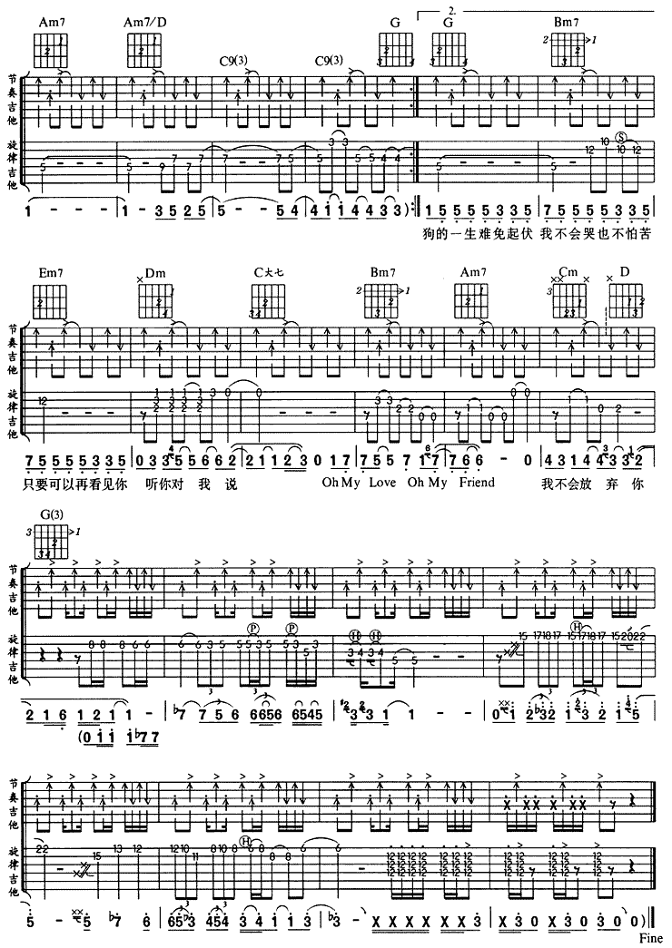 流浪狗_游鸿明_图片谱标准版_吉他谱_黄明志、萧敬腾_吉他图片谱_高清