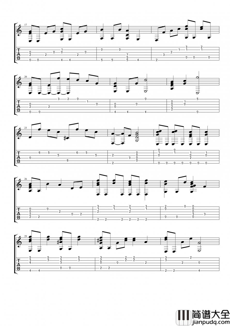 陈绮贞_家_指弹__吉他谱_Guitar_Music_Score