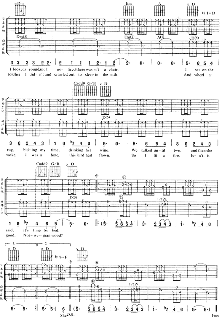 Norwegian_Wood|吉他谱|图片谱|高清|欧美经典