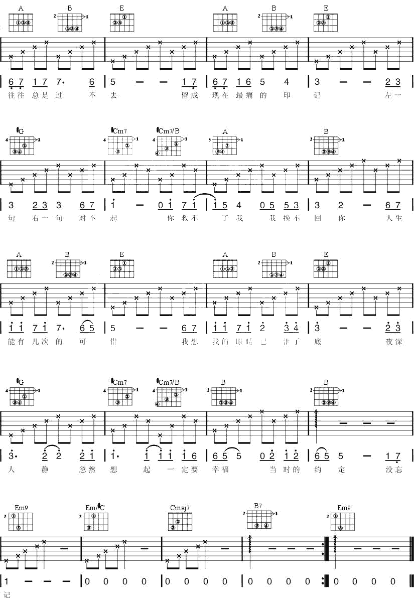 一定要幸福|吉他谱|图片谱|高清|陈小春