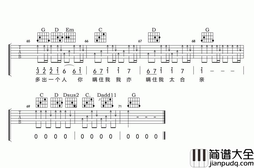 你瞒我瞒_陈柏宇_G调指法完整版_吉他谱_陈柏宇_吉他图片谱_高清